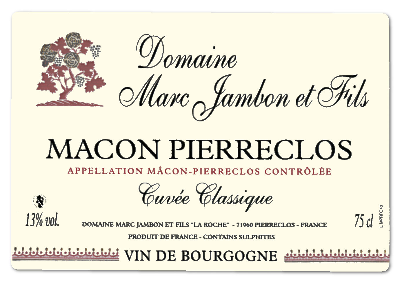 Mâcon-Pierreclos rouge Cuvée Classique Domaine Marc JAMBON et Fils