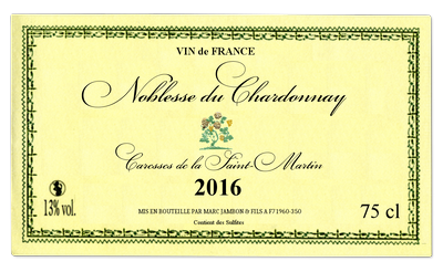 Projet d'étiquette Cuvée Noblesse du Chardonnay "Caresses de la Saint-Martin" anciennement Vendange de la Saint-Martin