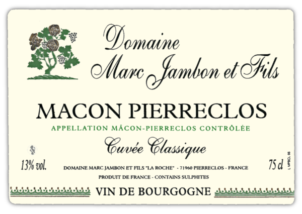 Mâcon-Pierreclos Blanc Cuvée Classique - Domaine Marc JAMBON et Fils - PIERRECLOS