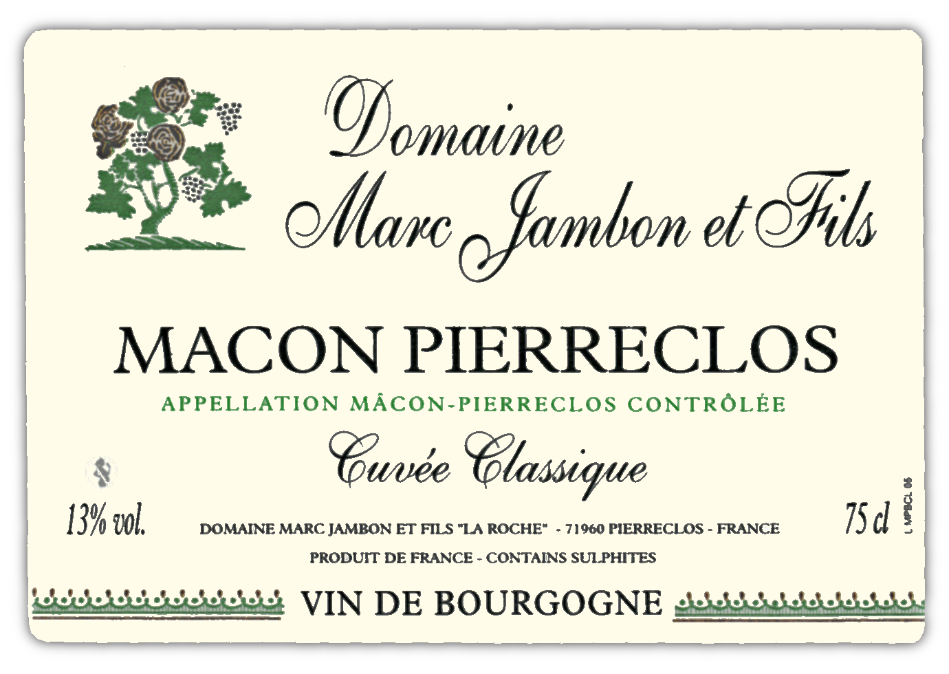 Macon-Pierreclos blanc cuvée classique Domaine Marc JAMBON et Fils