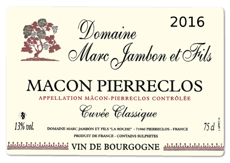 Domaine Marc JAMBON et Fils - Mâcon-Pierreclos rouge 2016 cuvée Classique