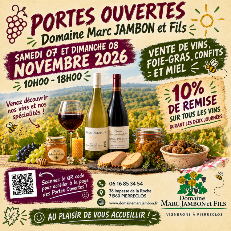 Portes ouvertes Domaine Marc JAMBON et Fils à Pierreclos 07 et 08 novembre 2026
